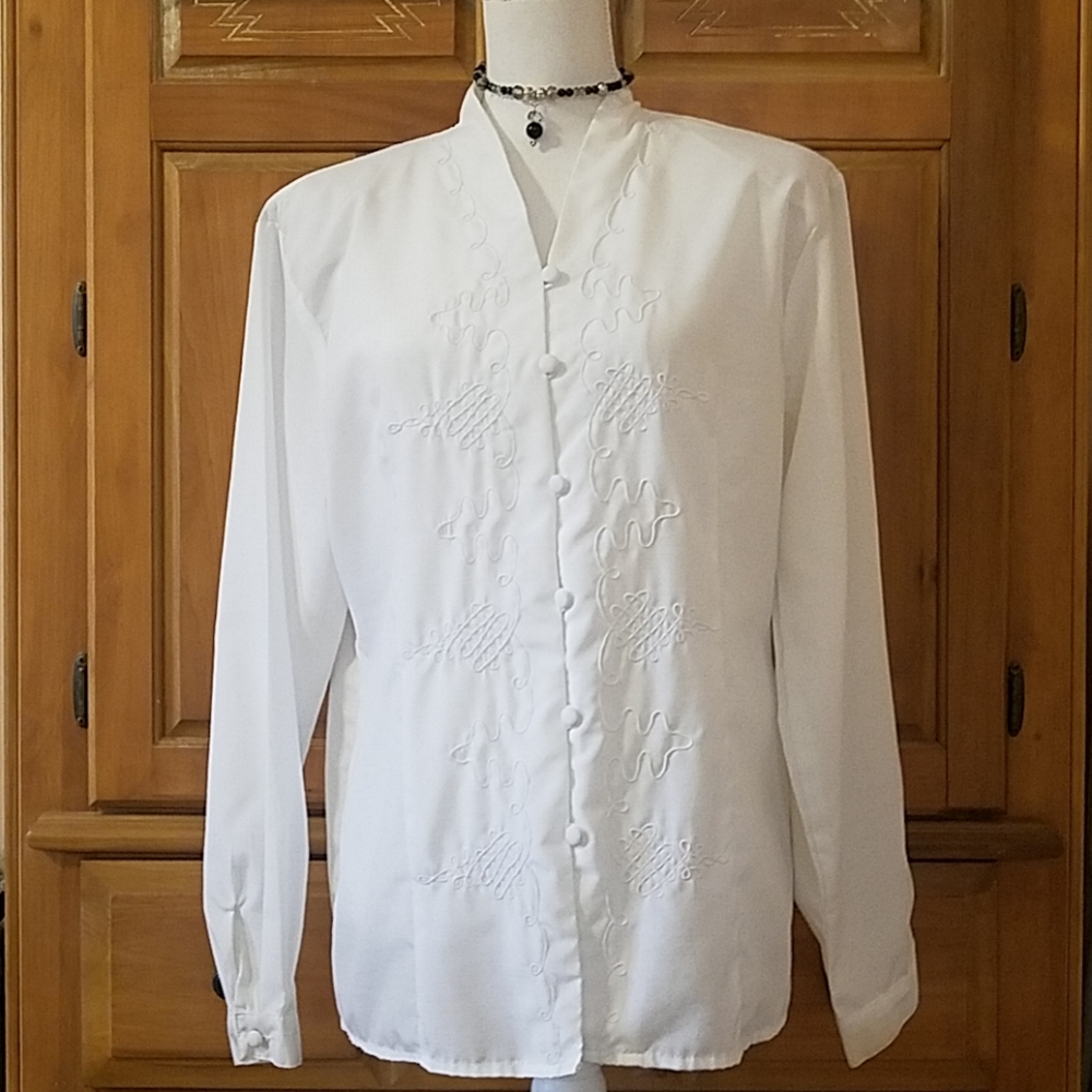 Jennifer Eden White Blouse Size L